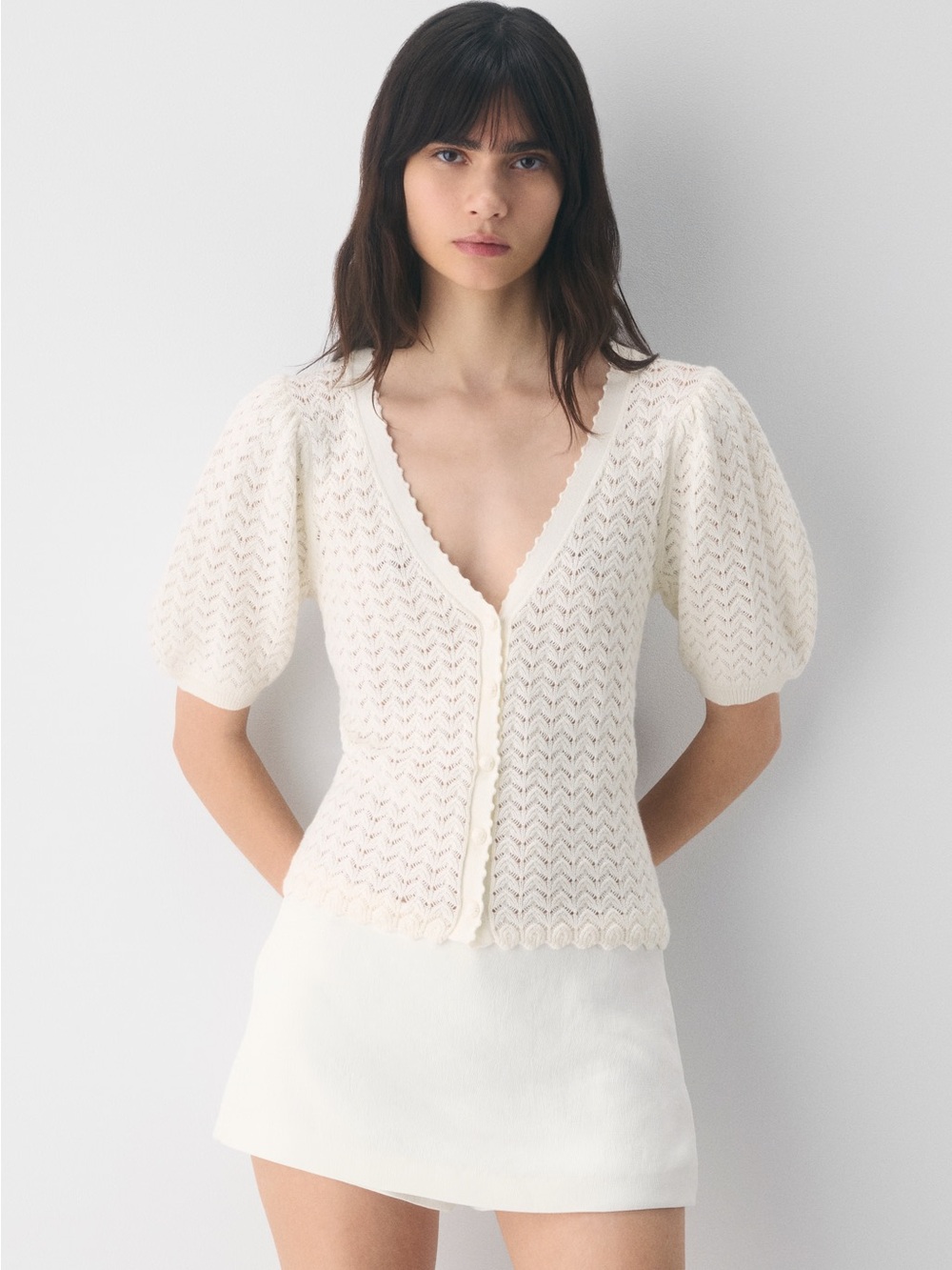 Aritzia Cotton Charm Fika Cardigan in Light Birch